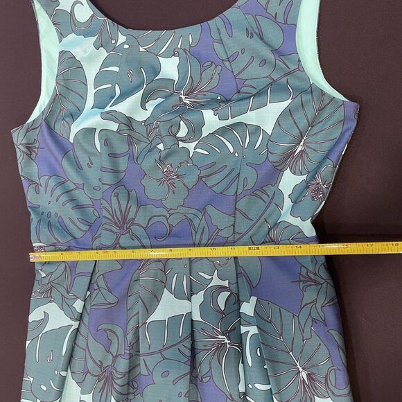 ~ Pink Martini Med Blue Green Tropical A-Line Sleeveless Lined Dress* - Pockets! - Picture 8 of 16